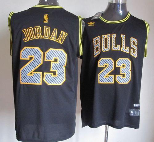 Bulls #23 Michael Jordan Black Electricity Fashion Embroidered NBA ...